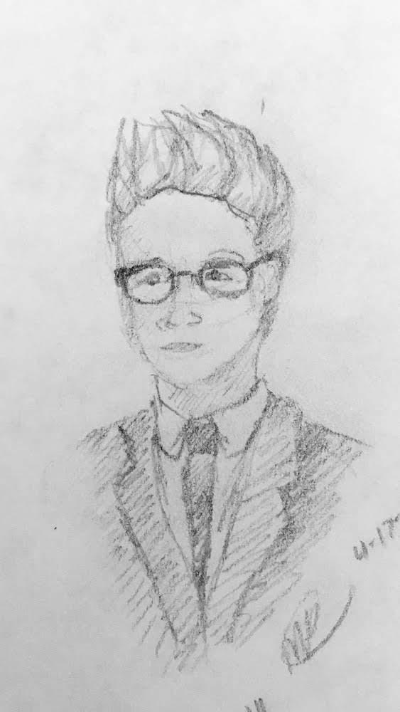 a pencil portrait of niall horan, only vaguely of looks like him